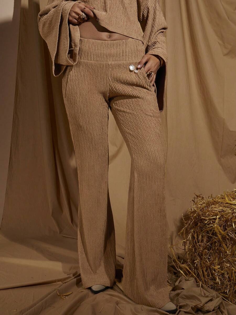 COSMINA Women Vacation Casual Solid Color Textured Pants