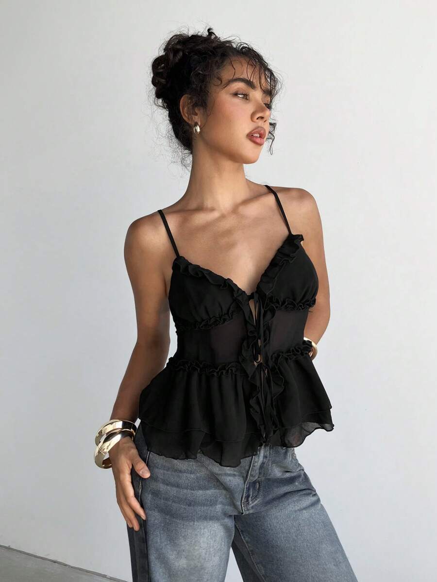 Aloruh Camiseta de tirantes finos de unicolor casual para mujeres, de verano