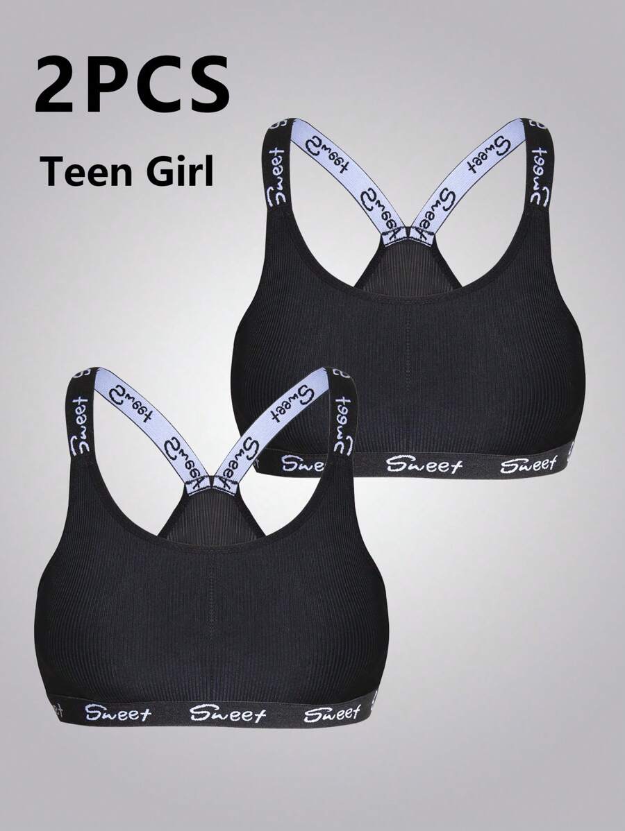 EasyFave Set de 2 sujetadores elásticos con diseño minimalista y letra para niñas preadolescentes