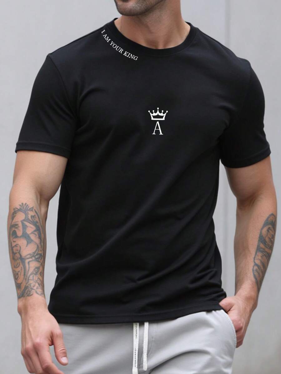 Manfinity Homme Men's Round Neck Short Sleeve T-Shirt, Simple & Fashionable, Suitable For Summer
