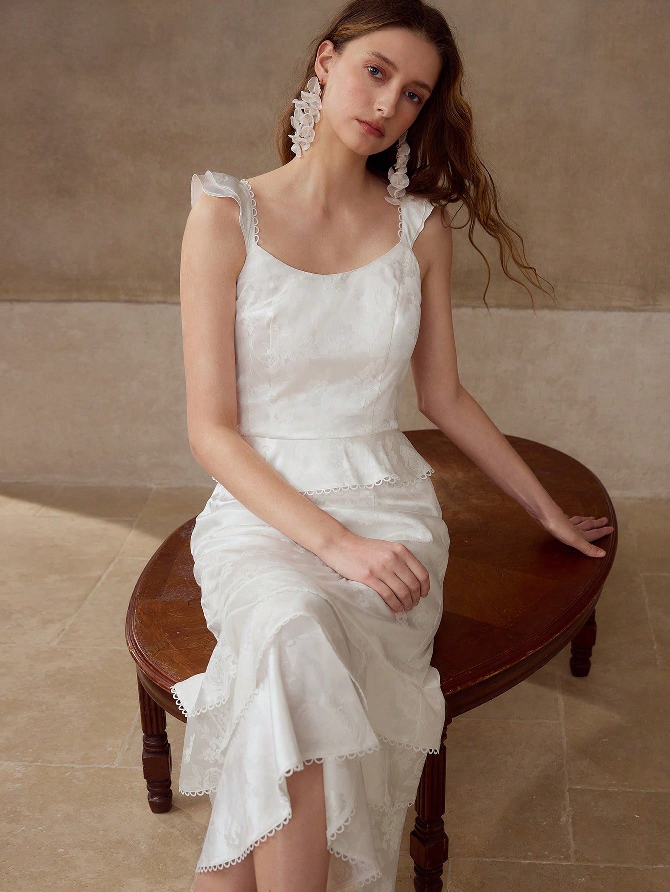 JACQUARD RUFFLE HEM DRESS|Motf JACQUARD RUFFLE HEM DRESS|Motf