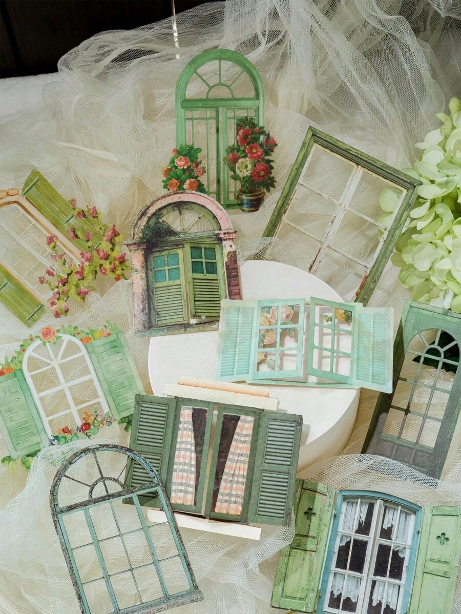 SHEIN 1 Pack Hollow Window Collage Card Sticker Pack Journal Stickers Journaling Supplies Cute Stickers Craft Supplies