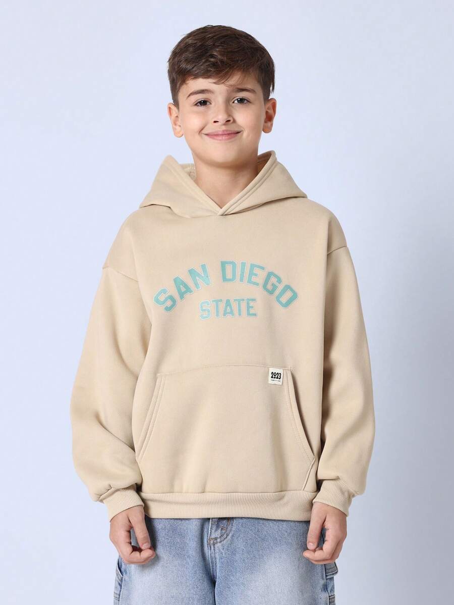 SUMWON San Diego State University Pullover Hoodie Campus Wear College Student Varsity Casual Sweatshirt Fall Winter Loungewear Athletic Fashion Youth Teen