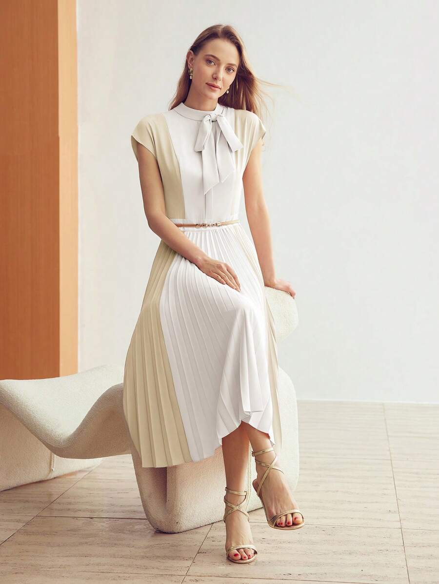 MOTF PREMIUM COLORBLOCK PLEATED DRESS