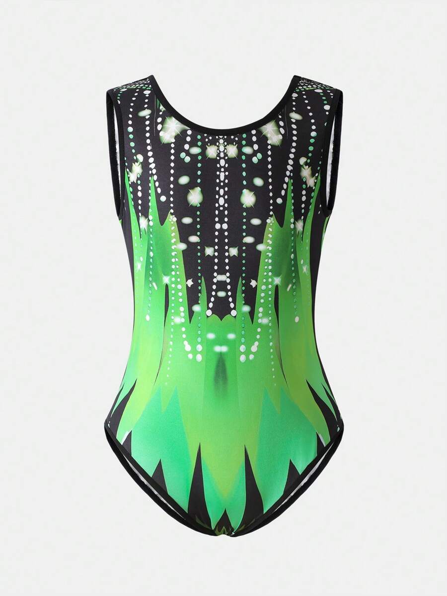 SHEIN Tween Girls Activewear Set - Glitter Dance Dress, Ballet Leotard, Dancewear, Stage Performance, Competition Costume, Tango, Yoga, Jazz, All-In-One Workout Outfit