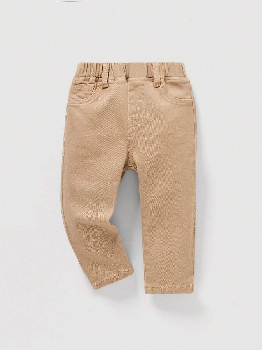 SHEIN Jeans casuales de unicolor para bebé niño, aptos para atuendo de otoño/invierno