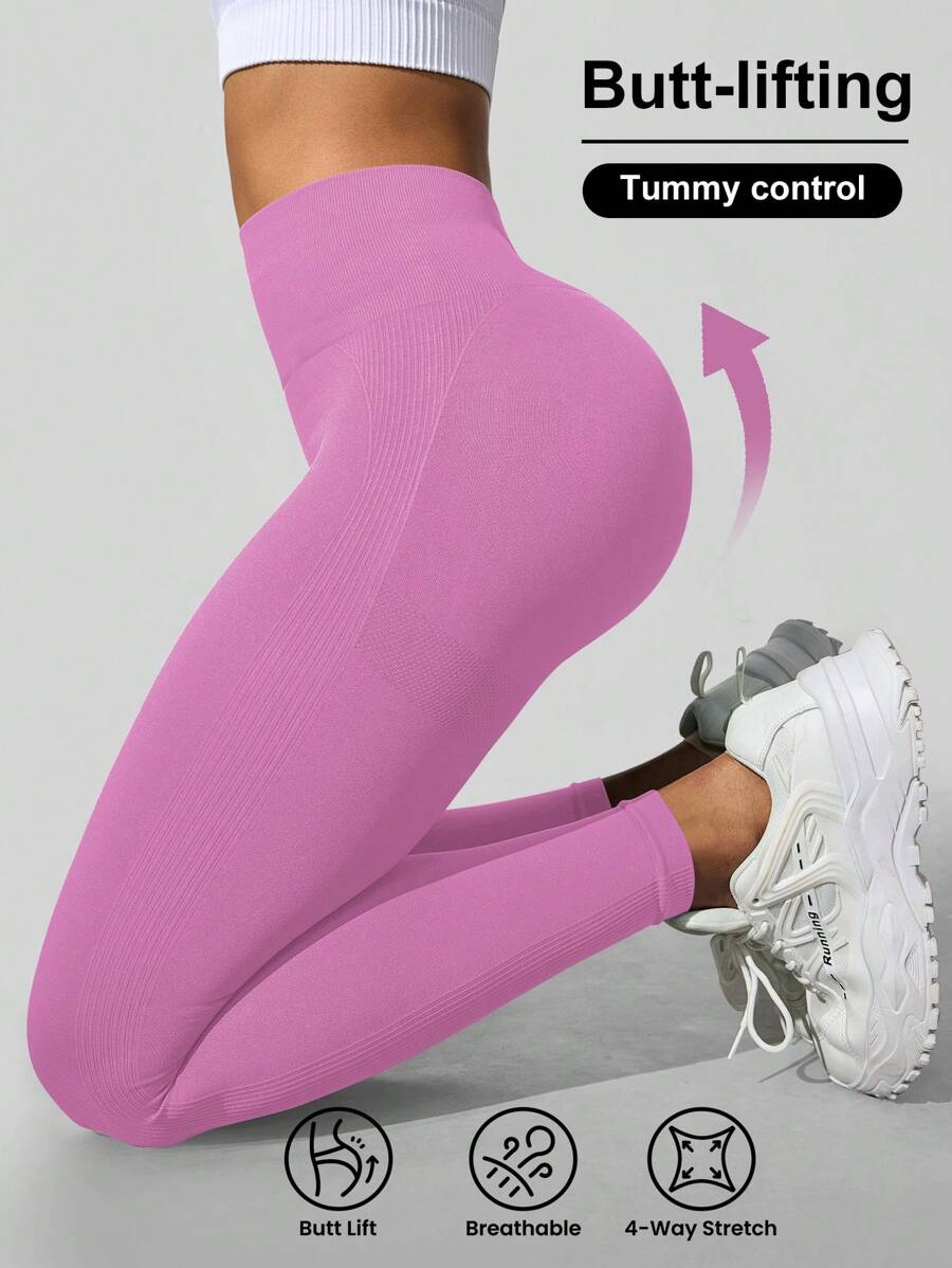 SHEIN Sovereign Charm Plain Simple Casual Sports Leggings, Suitable For Summer