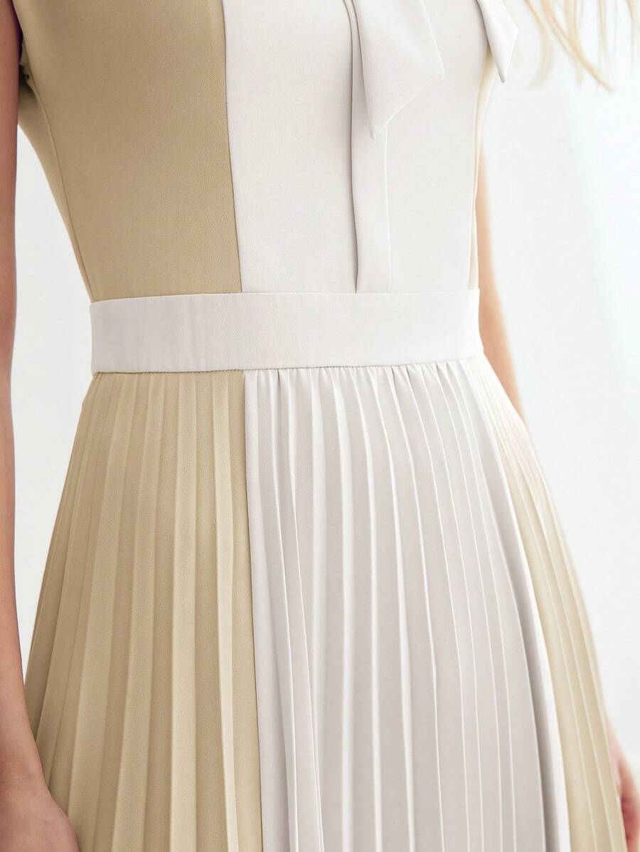 MOTF PREMIUM COLORBLOCK PLEATED DRESS