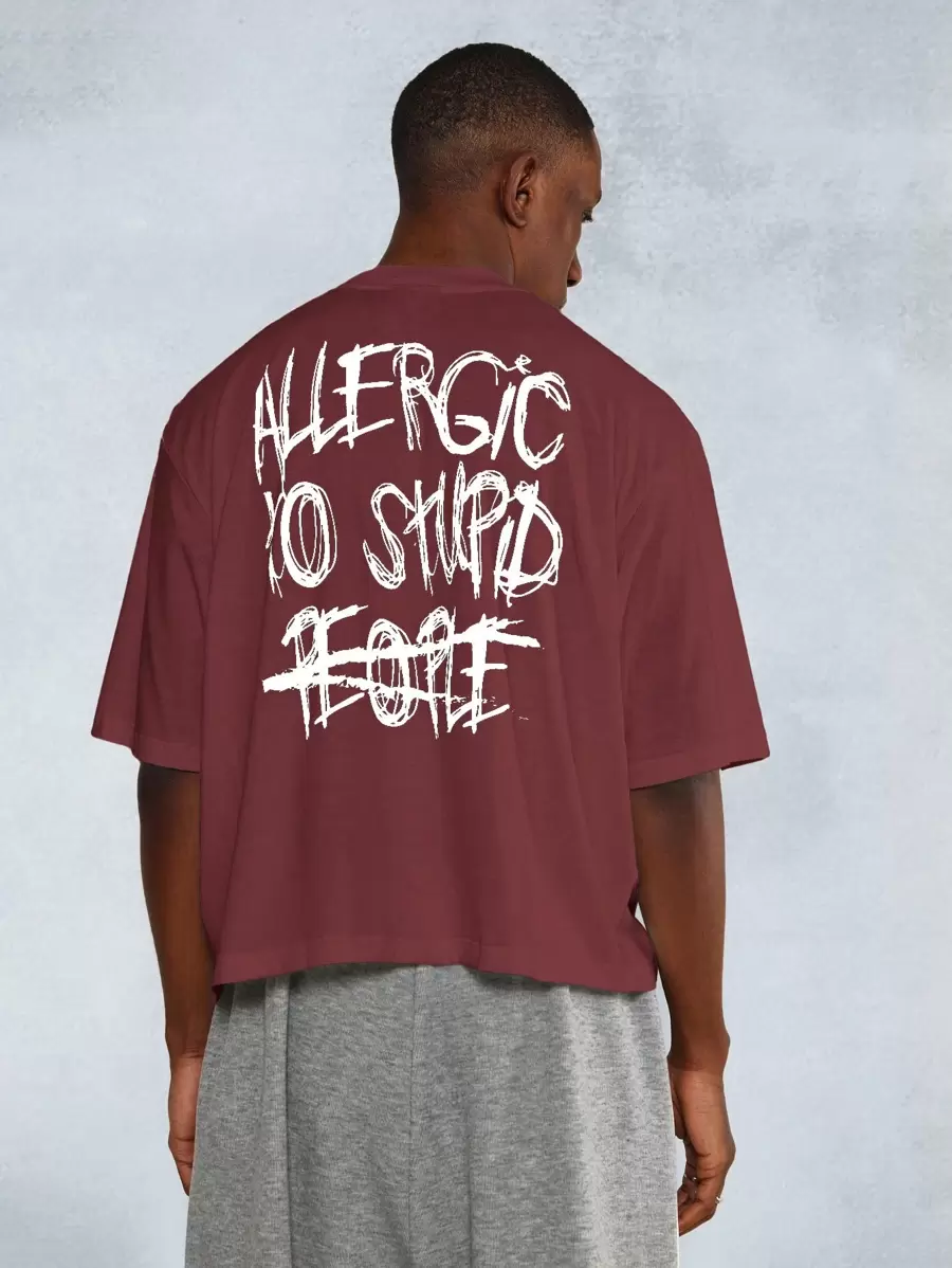 SUMWON Oversized Graphic Statement T-Shirt With Edgy Text Print Urban Streetwear Crew Neck Cotton Casual Summer Festival Top