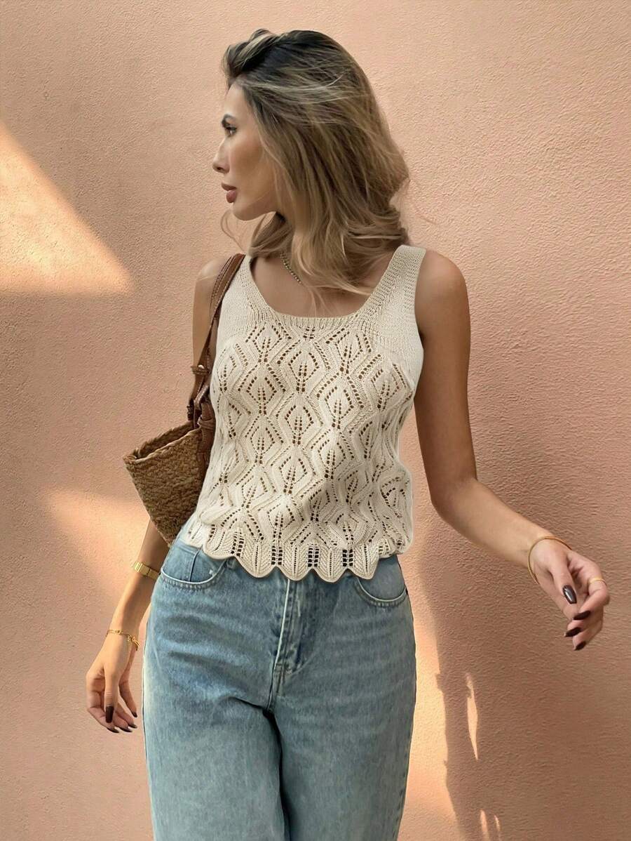 SHEIN Frenchy Blusa de punto informal de ajuste ceñido con tirantes anchos de unicolor para mujer
