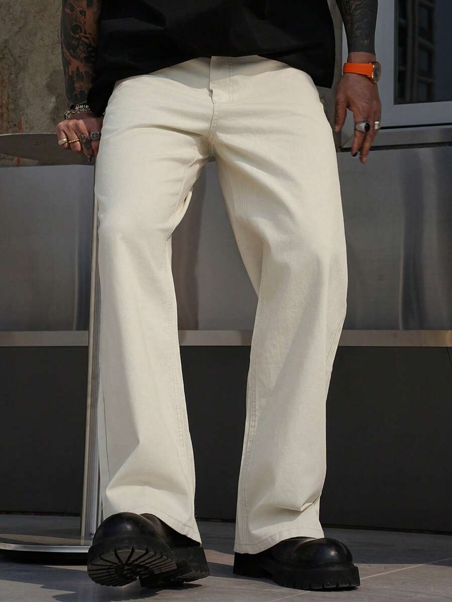 DAZY Pantalones vaqueros rectos de unicolor simple con bolsillos para hombre, para el verano