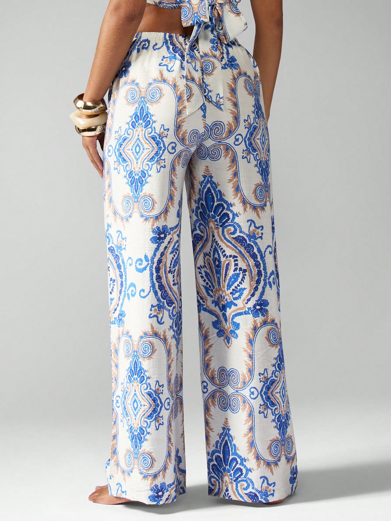 Bohemian Floral Print Wide Leg Drawstring Pants｜MISSGUIDED