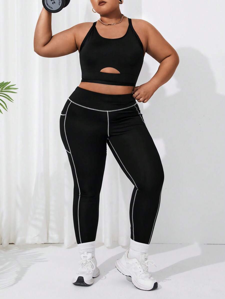 SHEIN Sport Studio Fashion Women's Plus Size Fitness Running Sports Bra