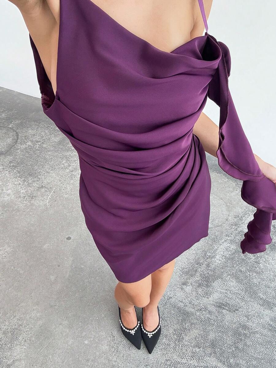 Aloruh Women's Sleeveless Solid Color Mini Dress, Simple And Fashionable, Suitable For Summer Summer Summer Outfits Summer Clothes Beach Outfits For Woman Beach Wedding Guest Dress Women Bridal Shower Dress White Brunch Outfits For Women Elegant Wedding Bridesmaid Dresses Elegant Evening Party Modest Chiffon