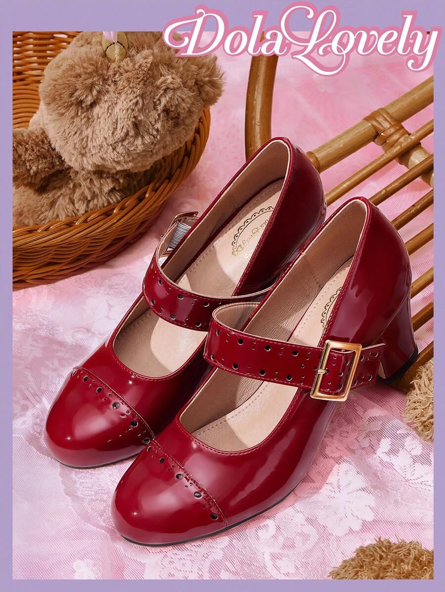 Dola Lovely Zapatos de tacón alto burdeos para mujer, minimalistas y de moda para uso casual diario