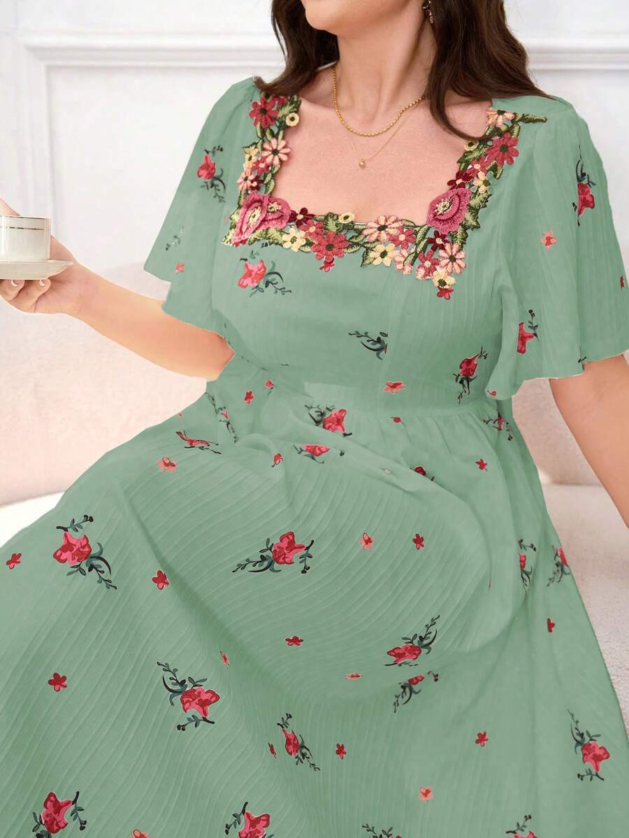 Mulvari Vestito con fantasia floreale casuale, taglia grande, abito lungo da spiaggia, festa, estate, casual, vacanza e appuntamenti
