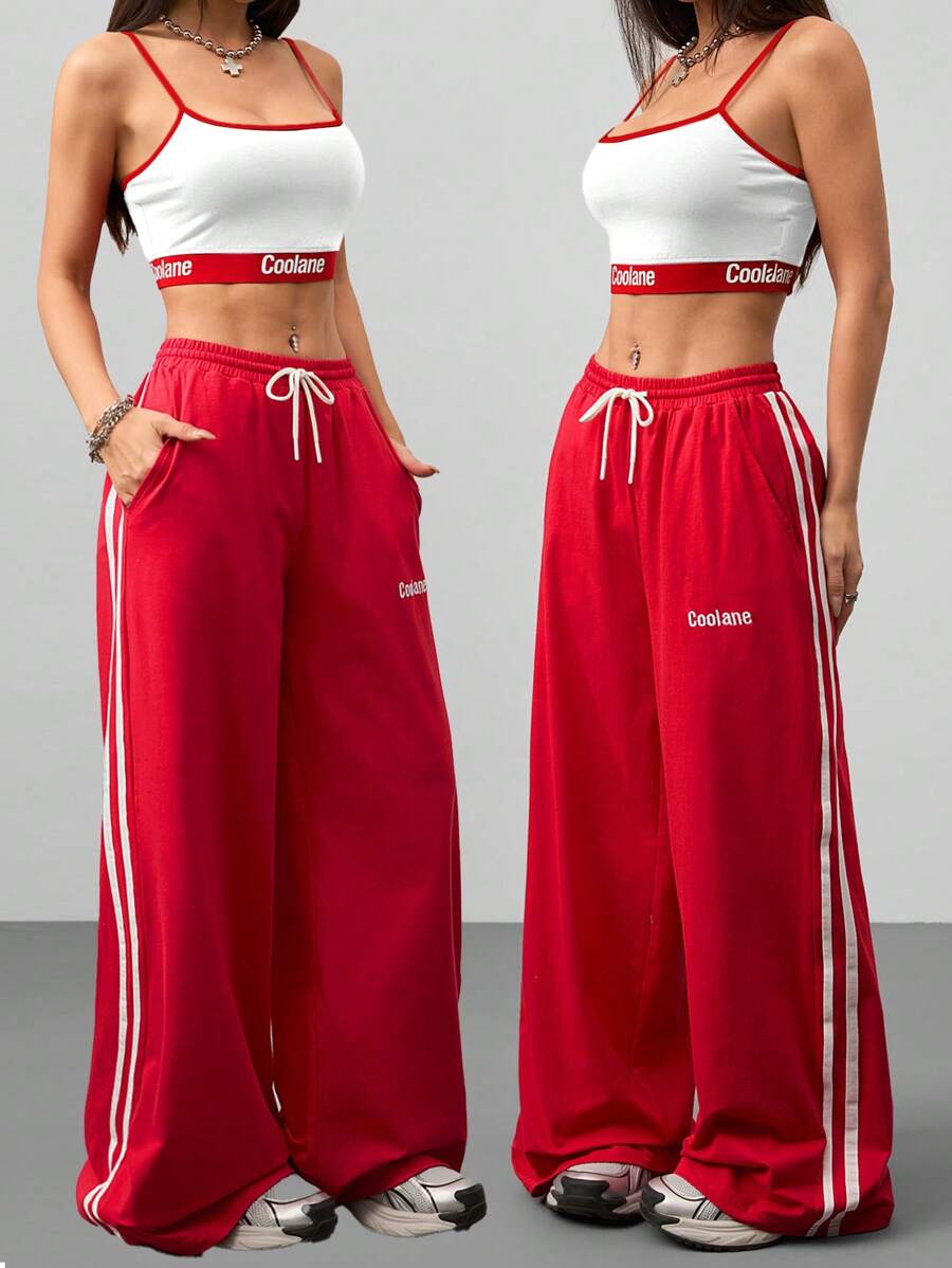 Coolane Conjunto de 2 piezas para mujer: top con tirantes de punto con bloqueo de color y shorts de punto, apropiado para primavera/verano