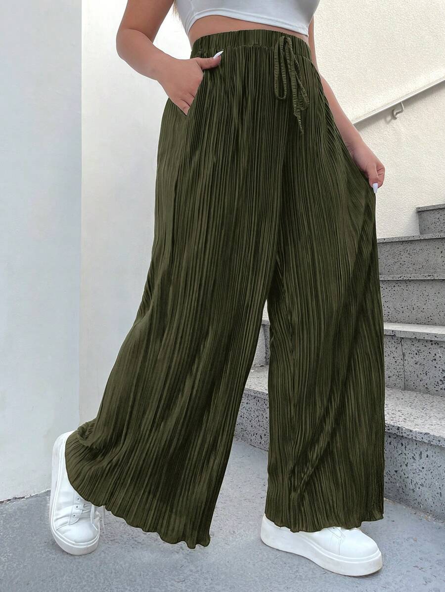 SHEIN EZwear Spodnie Plus Size, proste, casualowe, minimalistyczny design, odpowiednie na lato