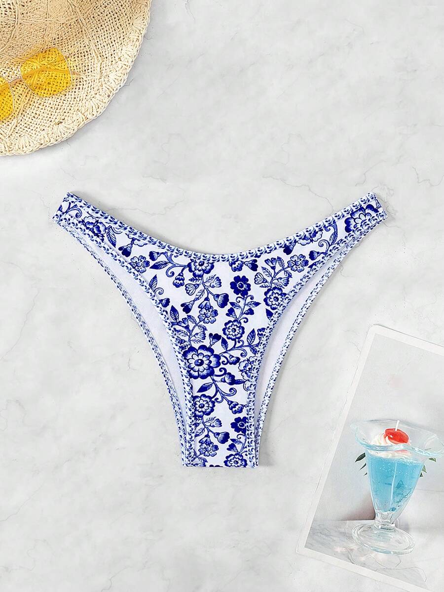 Swim Vcay Damen Sommer Strand Muster High Cut zufällige Bikini Hose