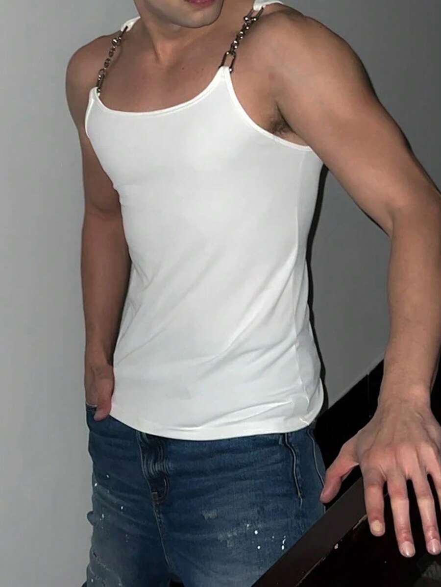 Manfinity Men's Fashion Chain Decor Casual Minimalist Tank Top
