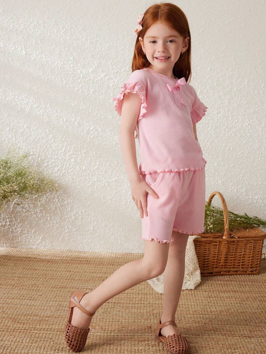 Blossori Conjunto elegante de punto rosa para niñas, para primavera/verano