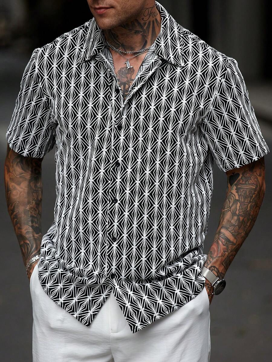 Manfinity RSRT Camisa casual de manga corta para hombres, de moda para el verano
