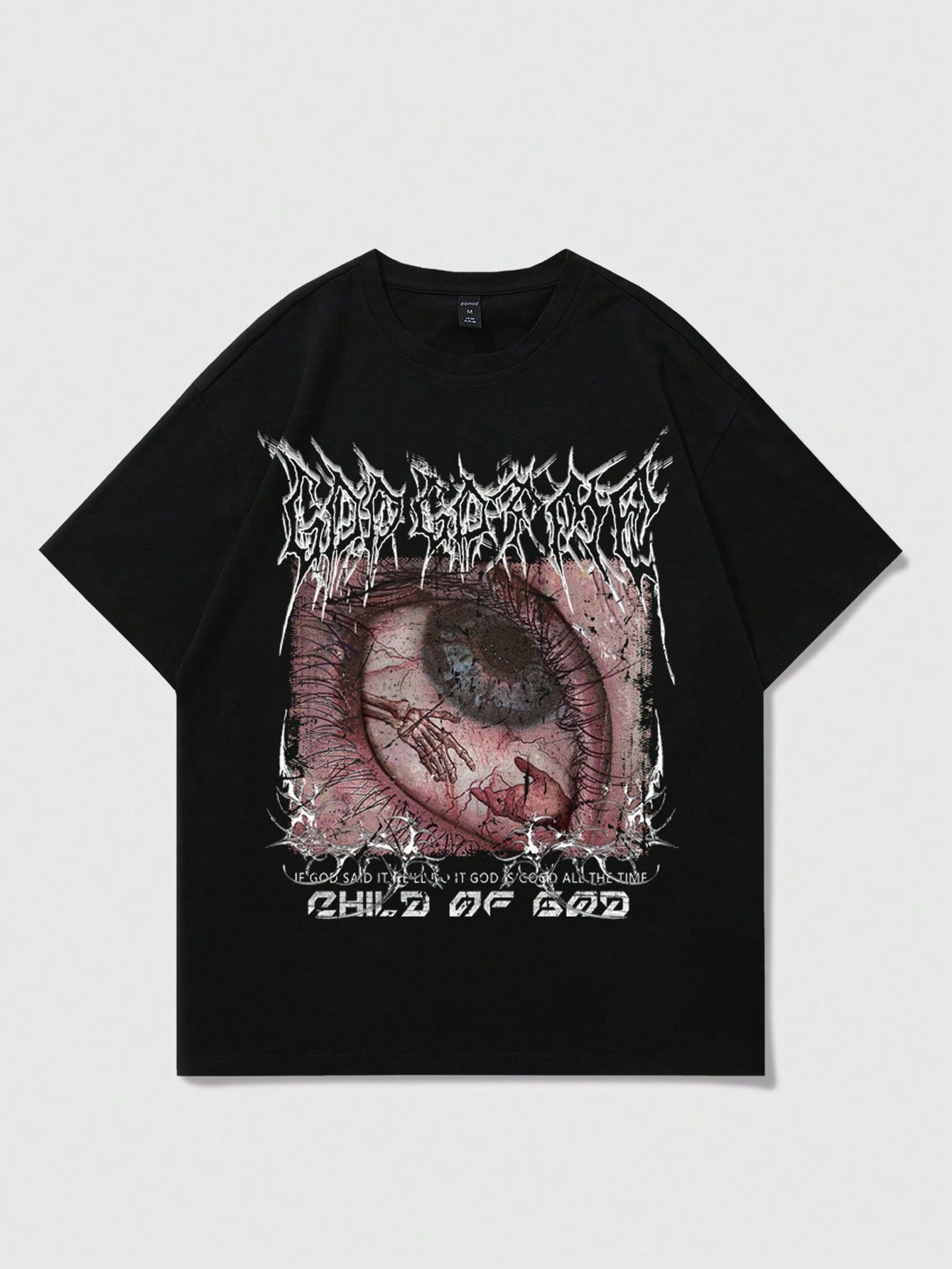 ROMWE MEN Goth T-shirt casual da uomo con grafica occhio gotico, scollo rotondo, maniche corte, versatile, adatta per Ognissanti