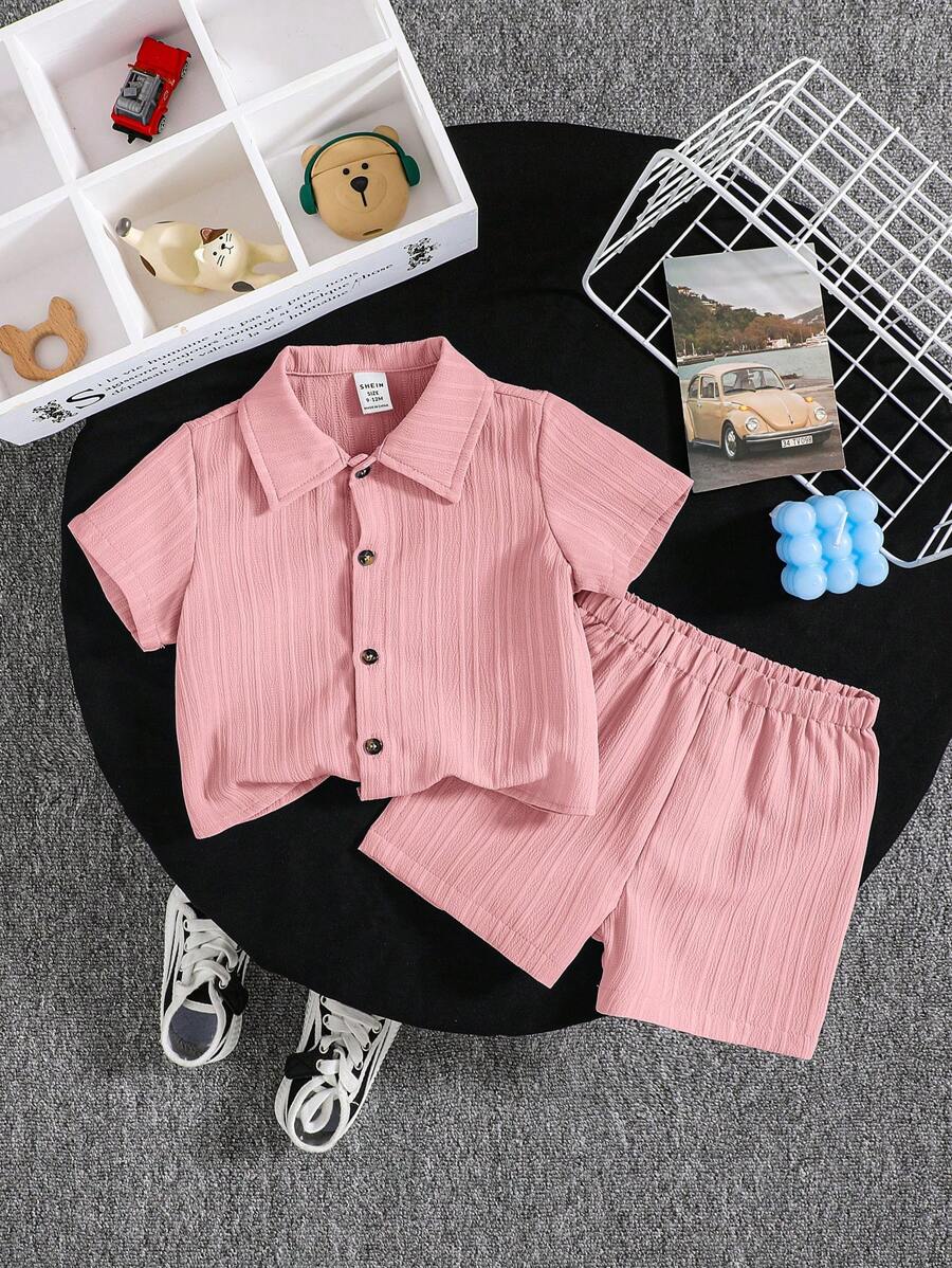 SHEIN 2 pièces/Ensemble Body bébé fille/garçon de couleur unie avec cardigan col châle et short, été