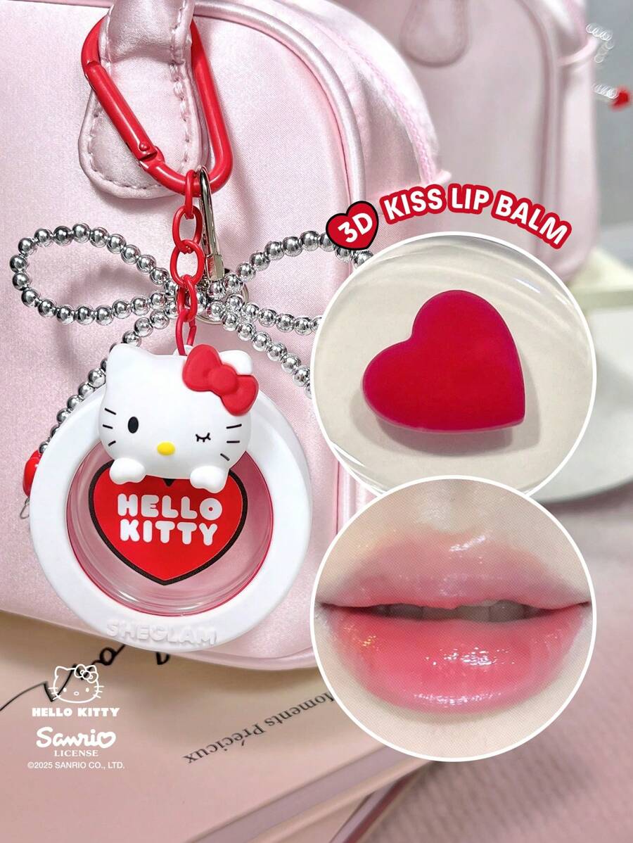 Hello Kitty|SHEGLAM 3D Kiss Lip Balm Graduation Birthday Holiday Summer Fall Autumn Y2K Fancy Fashion Women Makeup Cosmetic Party Beach Travel Camping Outdoors School Campus Trip Festivals Decor Gift Present Rose Girl Cosplay Best Color Charm Vibe