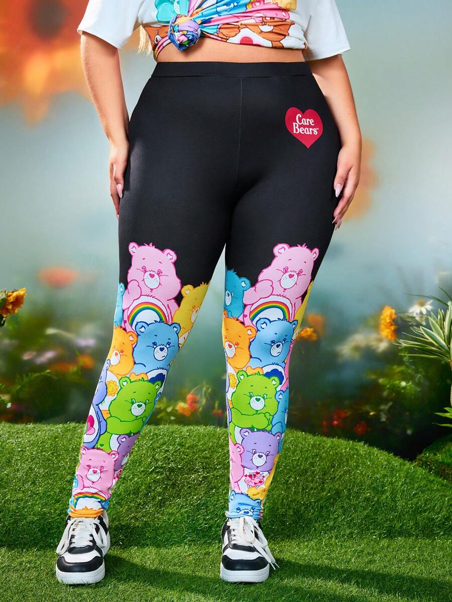 SHEIN X Care Bears Plus Size Cartoon Bear Printed Leggings