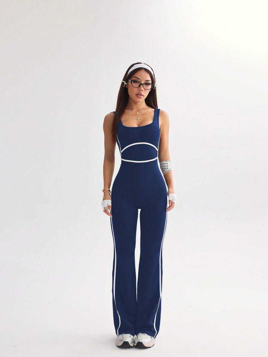 Dewbera Vrouwen vierkante hals dagelijkse fitness yoga casual romper