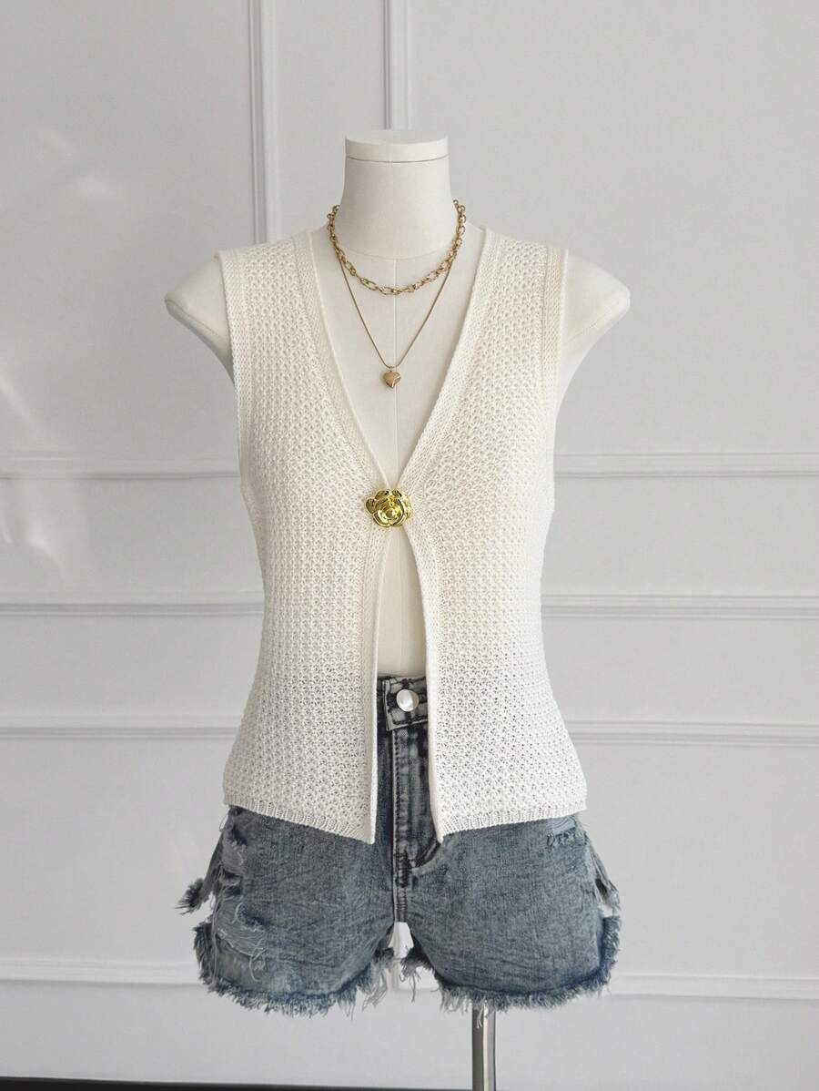 Chiquease Deep V-Neck Sexy Sleeveless Knit Tank Top, New Halter Crop For Women