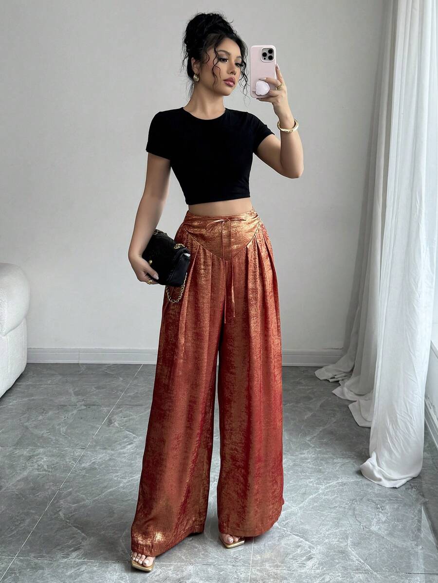 Elenzga Elegant & Classy Relaxed Fit Flared Women's Trousers