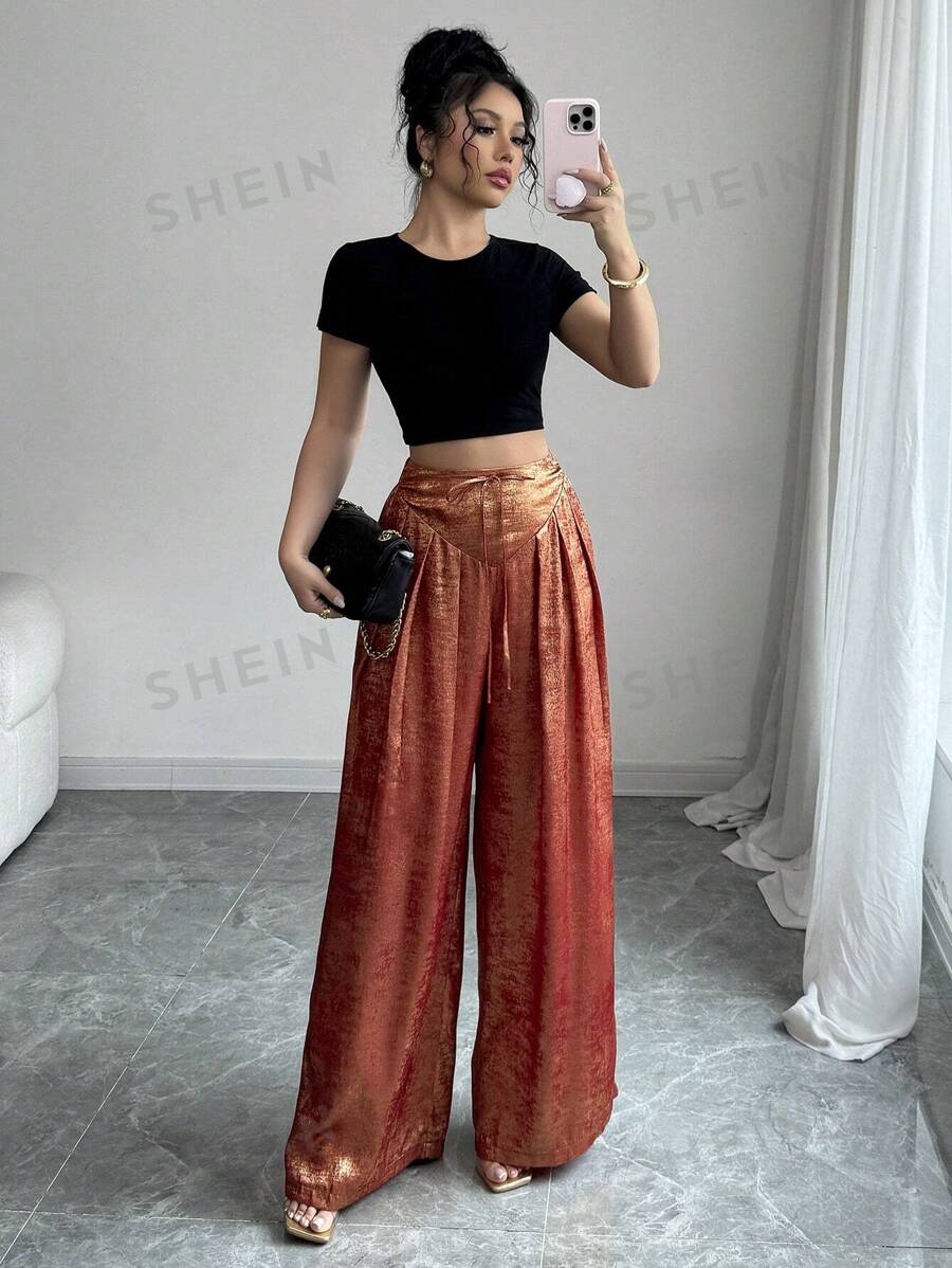 Elenzga Pantalones elegantes y elegantes de corte holgado y acampanado para mujer