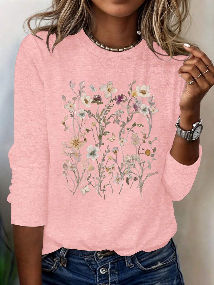 INAWLY Maglietta da donna a collo tondo, minimalista e alla moda, adatta per l'estate