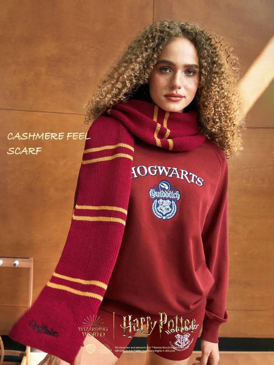GLOWMODE GLOWMODE X HARRY POTTER Soft Comfortable Warm College-Embroidered Cozy Scarf Daily Casual