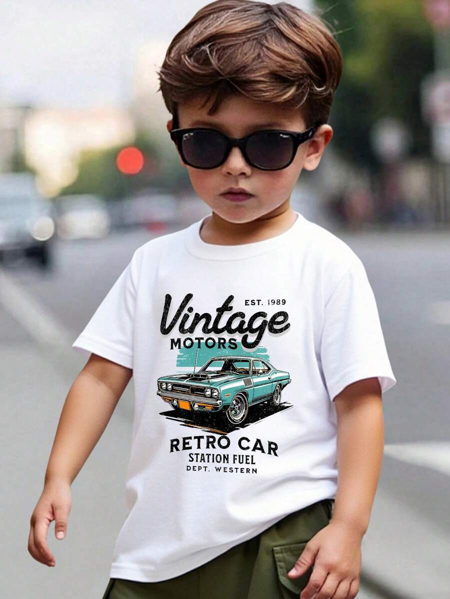GraphicGems T-shirt à manches courtes avec graphique minimaliste "Jeune garçon" pour les tout-petits garçons, adapté pour l'été