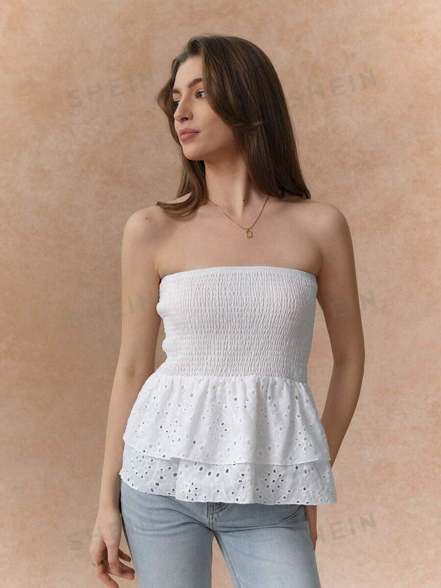 Écloséra Parte superior tubo tipo babydoll con espalda de tirantes en estilo patchwork para vacaciones