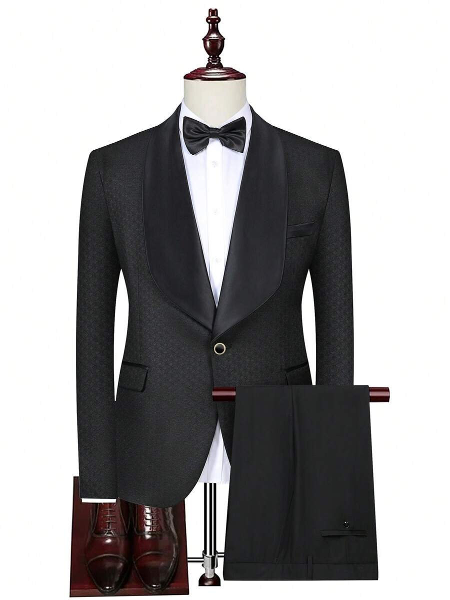 Manfinity Mode Plus Size Men's Gentleman Suit Jacket And Pants Set Dress Suits For Men Men Dress Suits New Men Suits Prom Suits