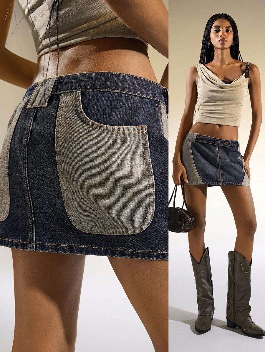Easelle Casual denim rok voor dames, eenvoudig en modieus voor dagelijks gebruik