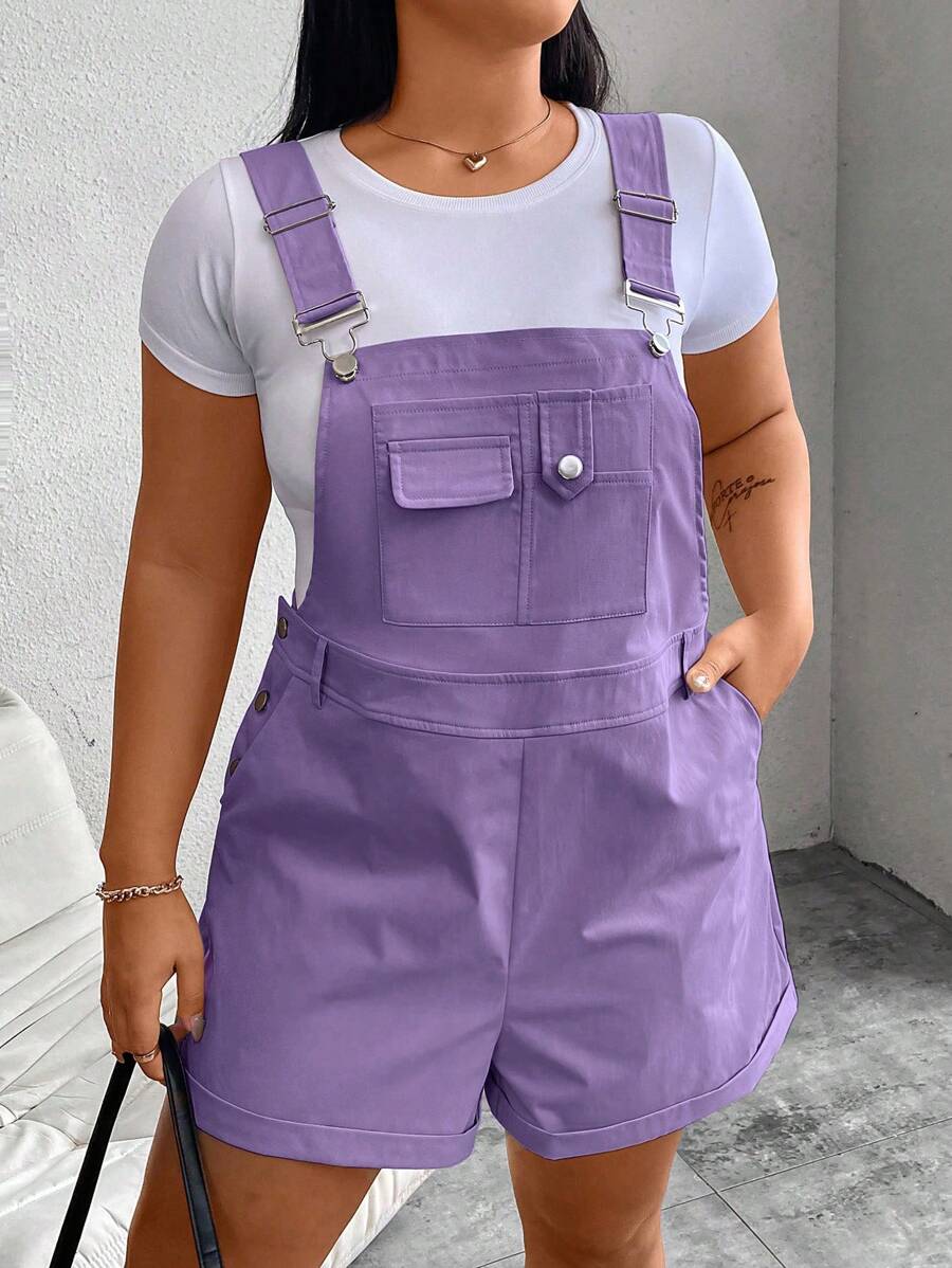 SHEIN MOOSTA Salopette casual di colore solido, taglia grande, estiva