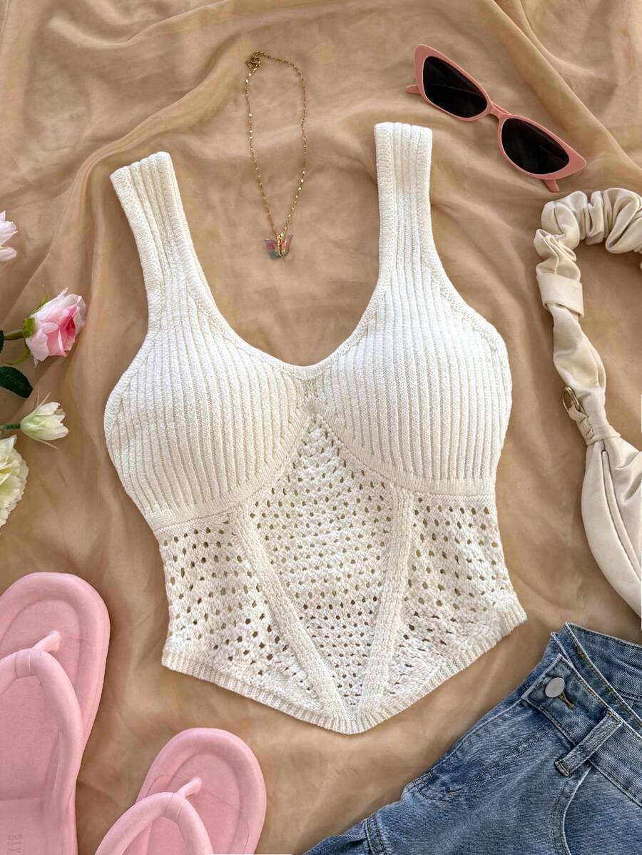 Soleia Nueva elegante Top tipo chaleco de punto con diseño de amarre en la cintura para vacaciones