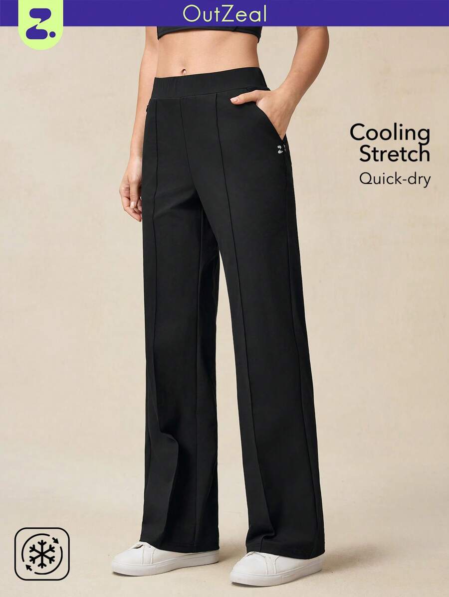 OutZeal Pantaloni da donna leggeri, traspiranti, ad asciugatura rapida, con tasche con chiusura lampo, gamba dritta, con tasche con chiusura lampo, adatti per sport primaverili, avventure all'aperto e uso quotidiano, in materiale soffice e setoso