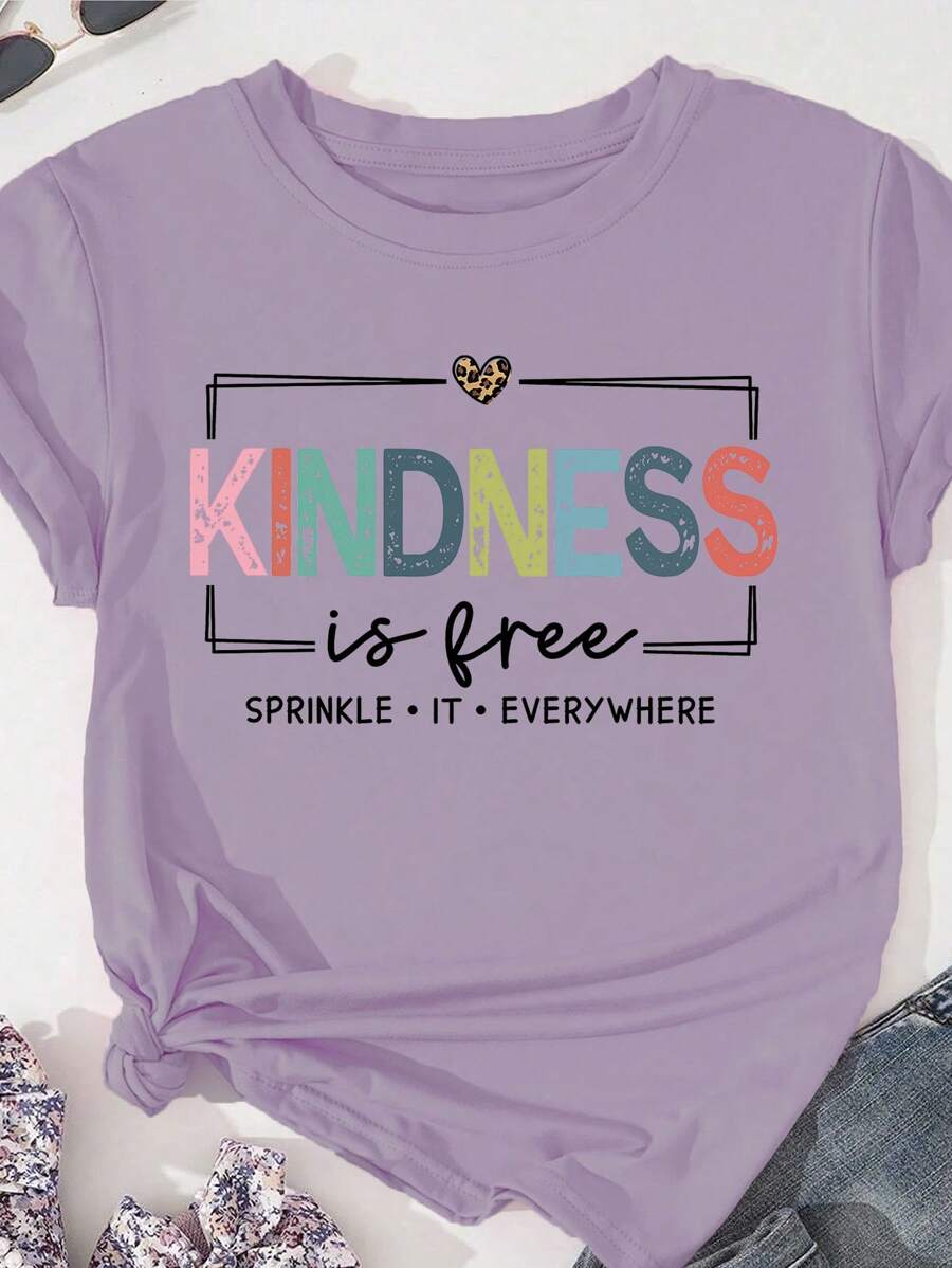 SHEIN LUNE Maglietta oversize stampata con la scritta "La gentilezza è gratis"