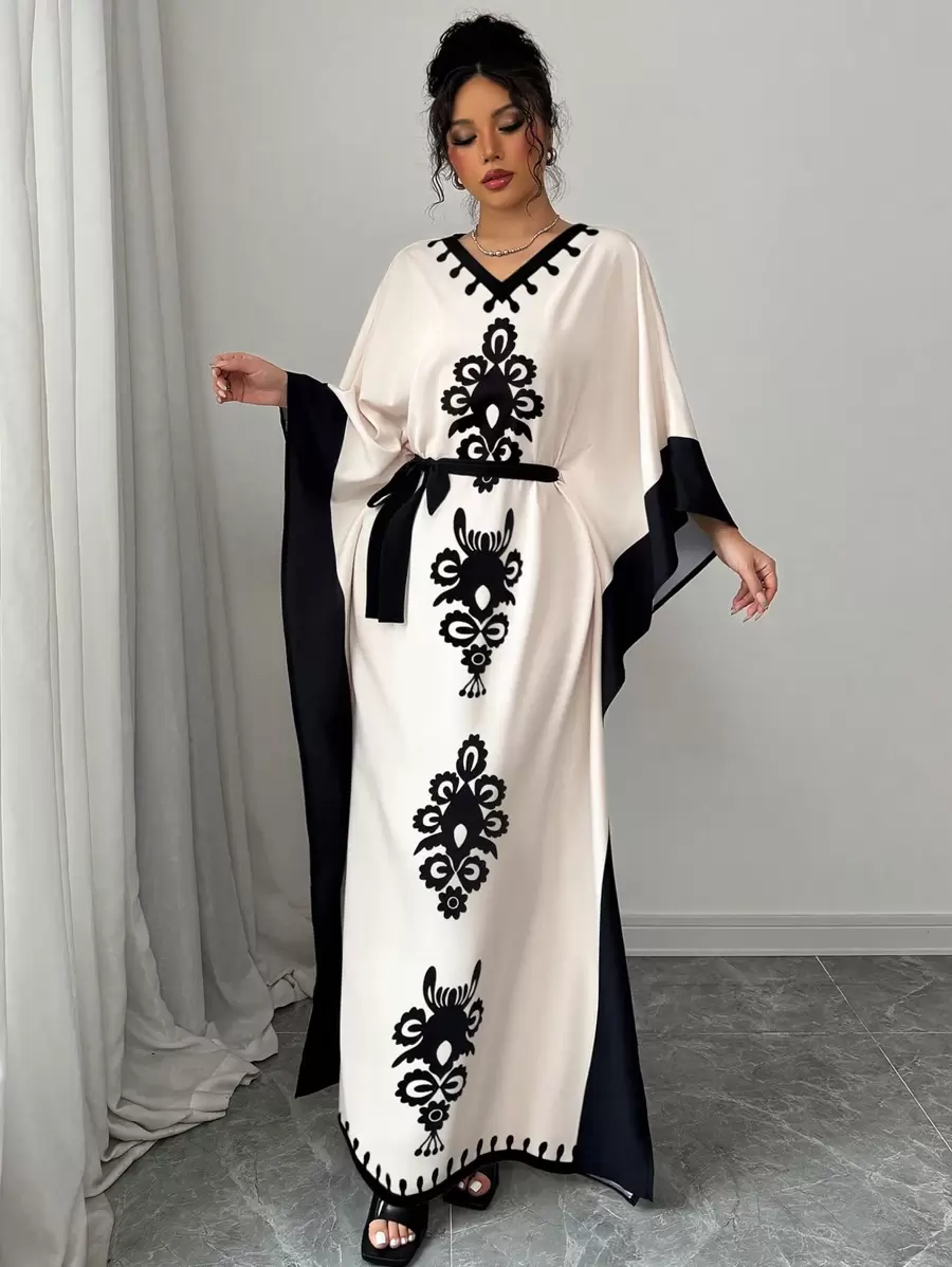 Women's Elegant Color Block Batwing Sleeve Dress