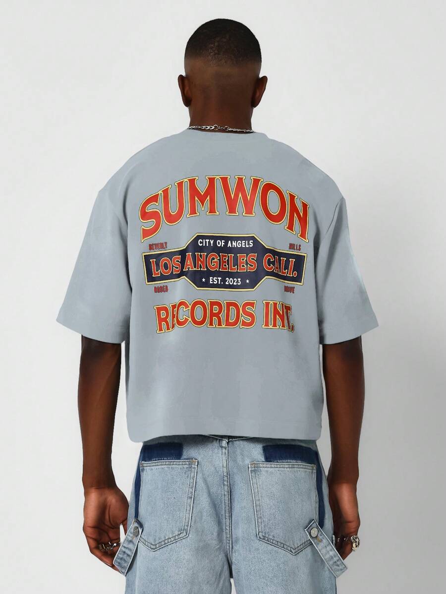 SUMWON Sumwon Records Los Angeles Streetwear T-Shirt Urban Lifestyle Graphic Print Music Label Casual Summer Tee Est. 2023 City Of Angels Collection Vintage Style Top