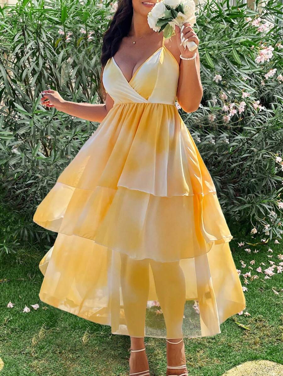 Breezaya Plus Size Women Sleeveless Ombre Romantic Flowing Elegant Dress