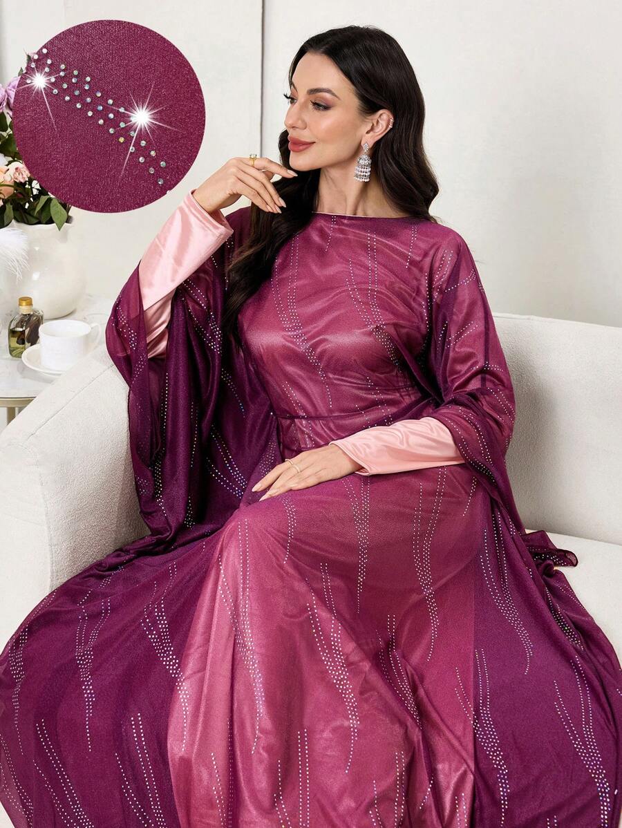 Modelyn Vestito a trapezio lungo e ampio da donna, elegante, a maniche lunghe