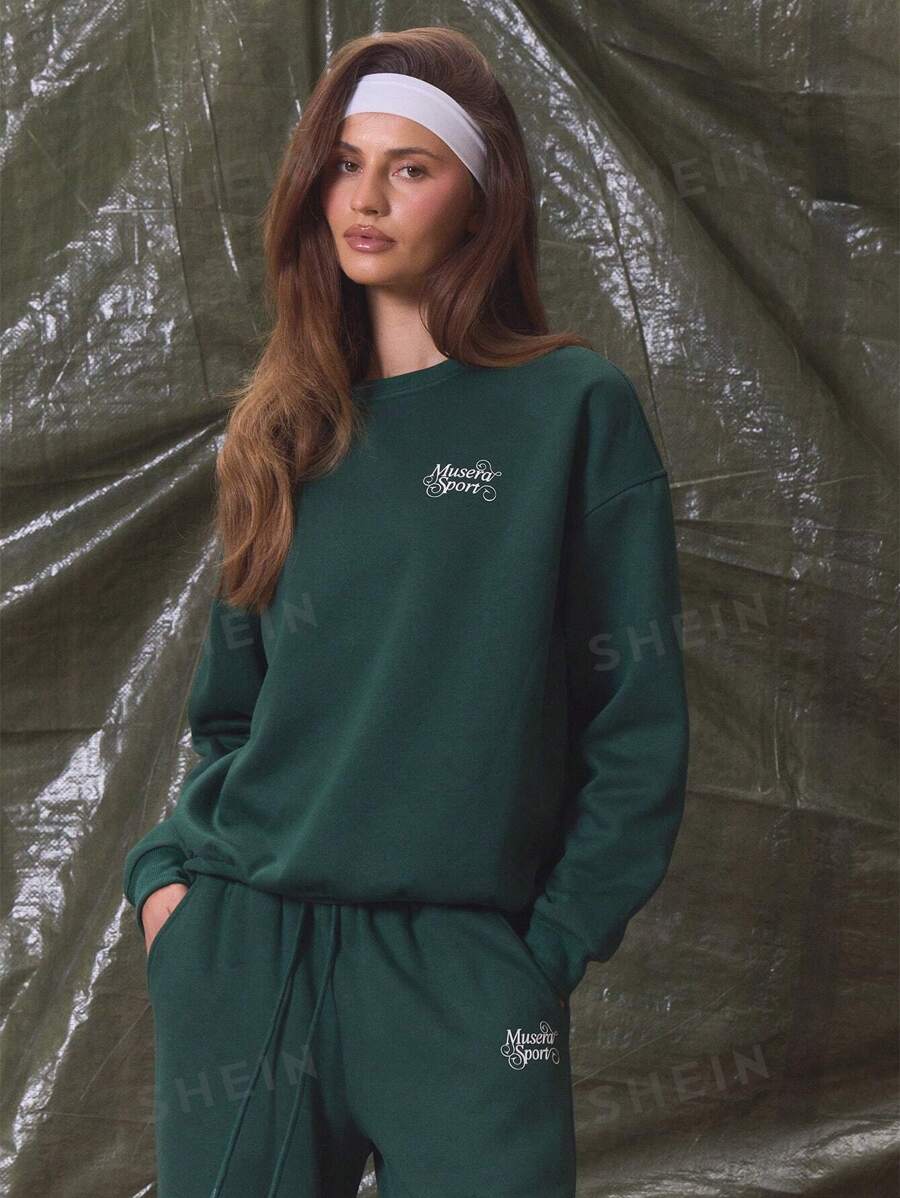 Musera Sport Sudadera oversize de cuello redondo solamente para Musera Deporte Actividad Entrenamiento