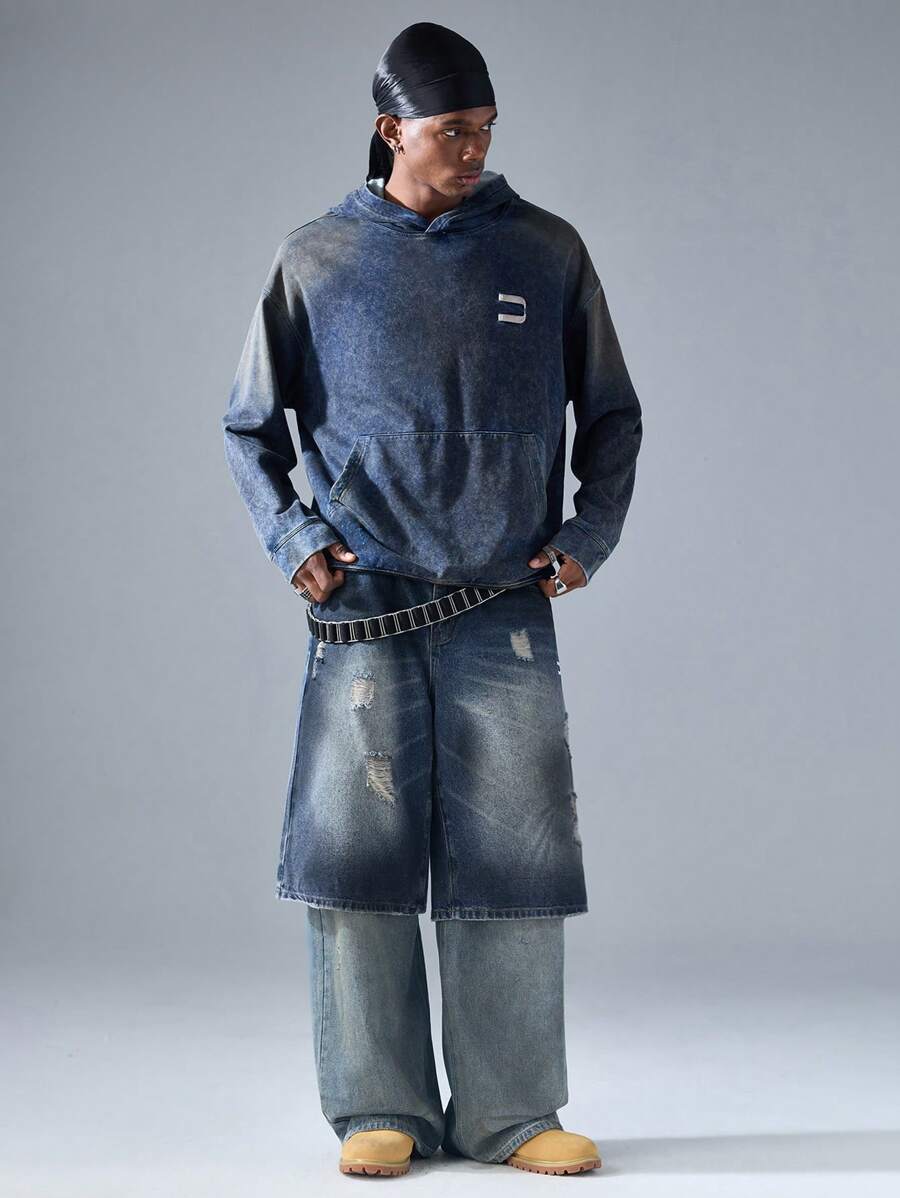 NEON BLANC Pantalones cortos de mezclilla azul tejidos de uso urbano para hombres